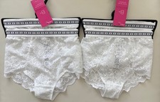 2 X 2PK BNWT M&S BOUTIQUE WHITE CLEO LACE HIGH RISE SHORTS XS (4-6) OR M (12-14)