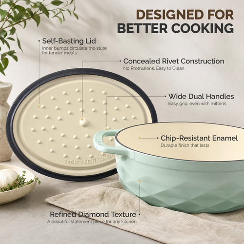 5qt oval enameled - 7.5qt,