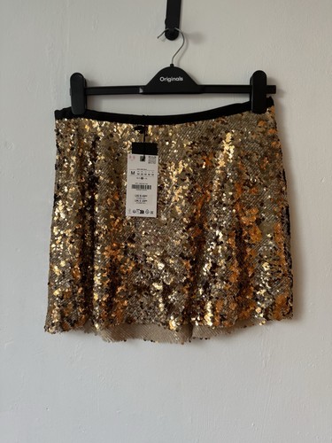 Zara gold sequin mini - zara,