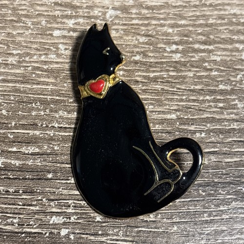 Vintage vero enamel black cat - vintage,