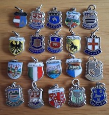 Collection Of 20 Vintage Enamel Travel Shield Charms lot 3