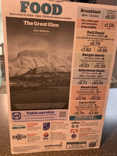 Wetherspoons menu the - 1,