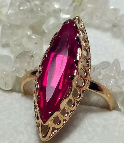 Vintage gold ring marquis ruby - vintage,