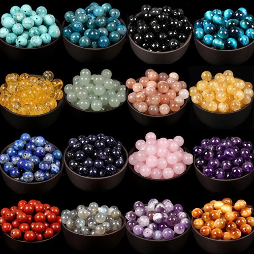 Natural gemstone round spacer - natural,