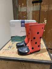 Joules Kids Roll Up Flexible Wellies Ladybird Design School Outdoors UK 1