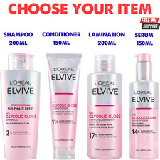NEW L'Oreal Elvive Glycolic Gloss Shampoo, Conditioner, Serum, Lamination UK
