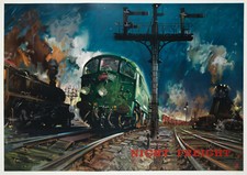 Vintage Railway Poster Night