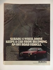 Subaru Four Wheel Drive 1987 Vintage Print Ad 8x11 Inches Wall Decor