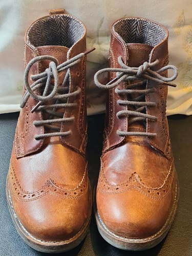 Men leather brogue boots tan - leather,
