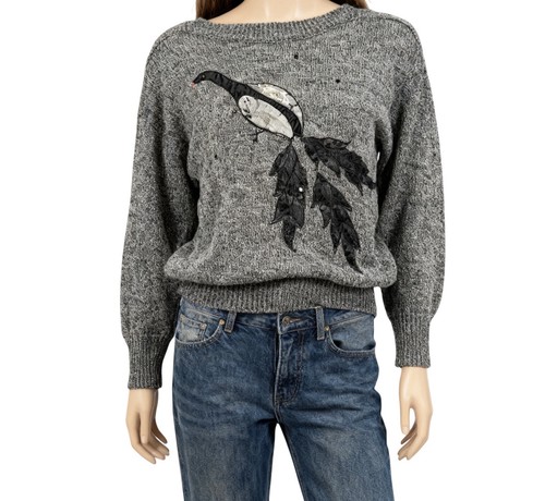 Vintage 80s jumper grey - vintage, bird