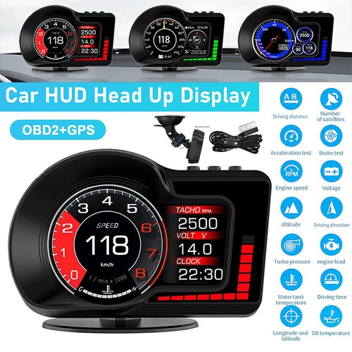 Obd2 gps car hud head - obd2+gps,