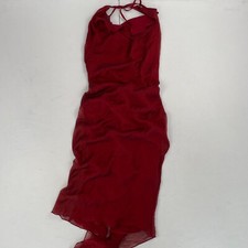 Charas Dress 14 Red Halter Midi Open Back