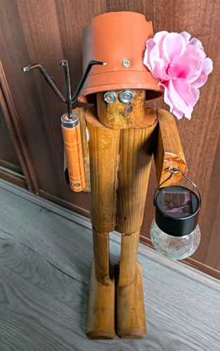 Wooden man garden statue with - man,