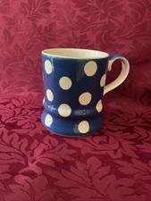 Whittard Of Chelsea Tankard Mug Blue With White Polka Dots Spots VGC