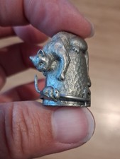 Pewter Thimble CAT & MOUSE