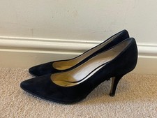 Whistles Women's Black Suede Pointed Toe Mid -height Stiletto Heel Shoe Size 38