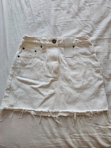 White denim mini skirt - white,