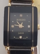 Rado Jubile Watch Metal Strap Diamonte Face Black Brown And Gold In Colour