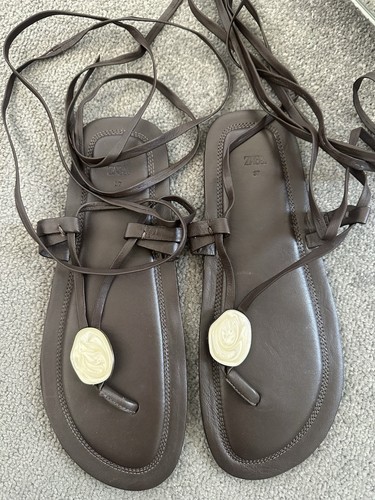 Zara leather sandals - leather, size
