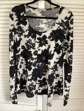 Long Tall Sally Women's Long Sleeve Top Stretchy Fabric Floral Cream  Black  