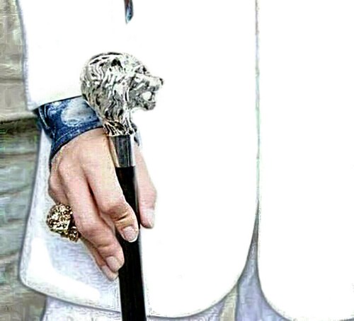 Silver lion head walking - silver,