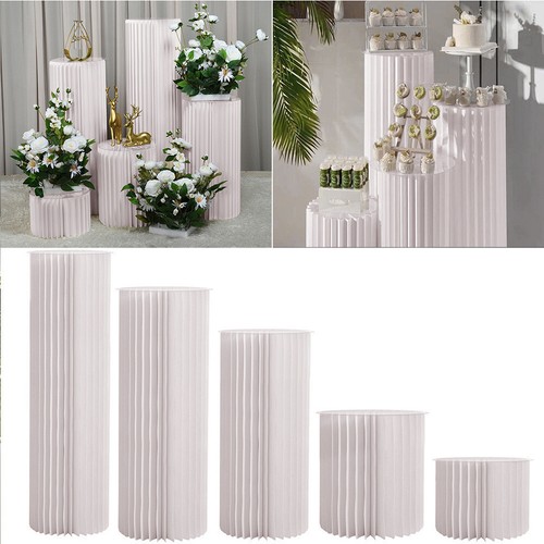 White cylinder podium folding - white,