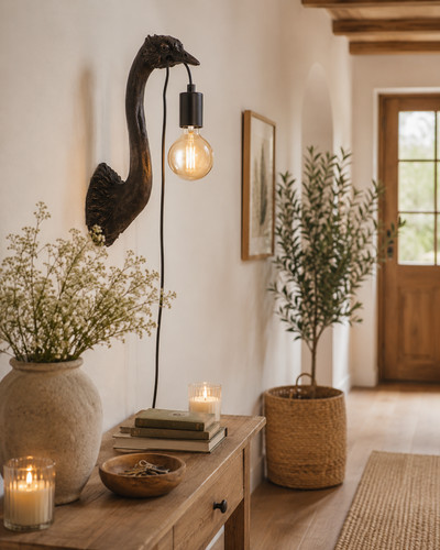 Ostrich wall lamp resin - ostrich,