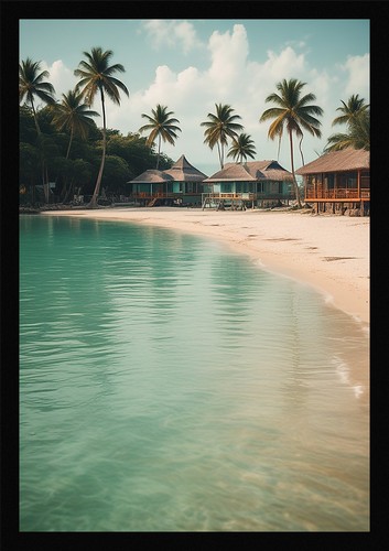 Soft tropical beach framed - tropical,