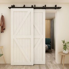 Bypass 4-20FT Top Mount Sliding Barn Door Hardware Track Roller Kit For 2/4 Door