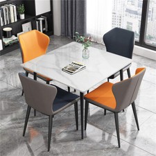 Nordic Dining Table Slate Top Metal Kitchen Tables Home Restaurant for 4 Person
