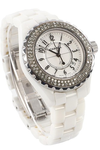Chanel white j12 diamond - chanel,