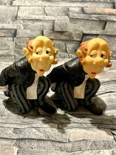 Pair of Retro Vintage Resin James The Butler Waiter Wine Bottle Holder 1980's