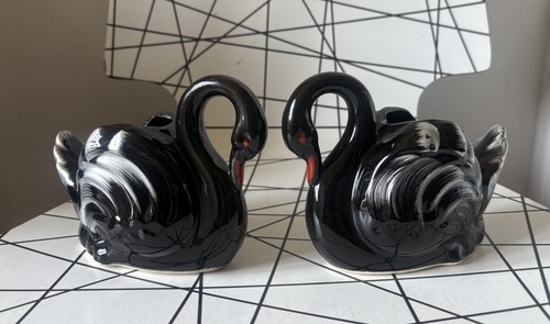 Vintage black silver - vintage, swan