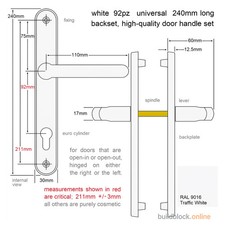 White upvc door handles - door, pair