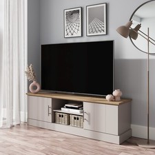 Kendal Large TV Unit Grey Storage Cupboards Entertainment Media Stand Living