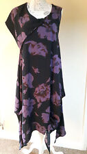 jolaby xs ladies dress/tunic black/ deep purple  large floral  tunic/dress bnwot