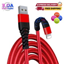 Heavy Duty Braided Long USB Fast Charger Cable For iPhone 14 Pro Max 13 12 11 XS