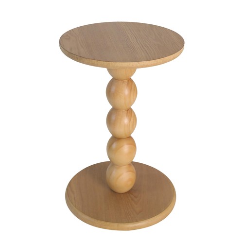 Small round wooden side table - side,