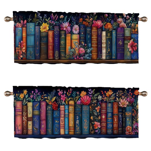 Bookshelf kitchen curtains set - bookshelf,