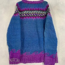 Vintage Knitted Jumper Abstract Patterned Chunky Knit Sweater, Made In Ecuador