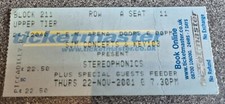 USED TICKET: STEREOPHONICS ** M.E.N. ARENA MANCHESTER 2001 * EXCELLENT CONDITION