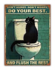 Funny Black Cat On Toilet