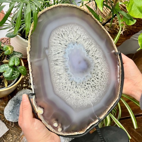 Premium agate crystal slice - crystal, on