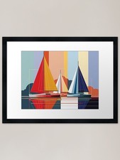 Sailboats Abstract Framed Art