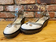 Fly London Womens Sandals Size 7 wedge heel sandals YUNA Marry Jane ankle strap