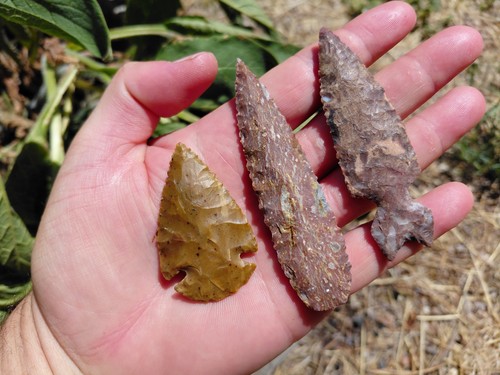 Flint knapped arrowheads - 3,