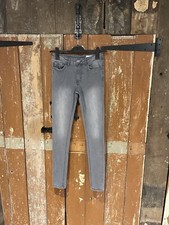 Primark Denim Jeans Super Skinny Grey Cotton Blend Pockets Zip W28 L32