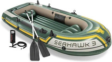 Intex Seahawk 3 Inflatable Dinghy Man Boat with Oars Air Pump, 295X137X43 Cm