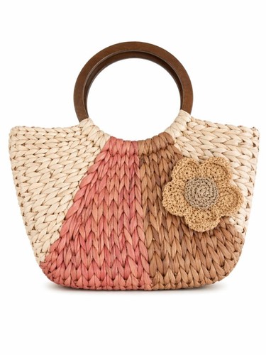 Woven straw handbag - straw,