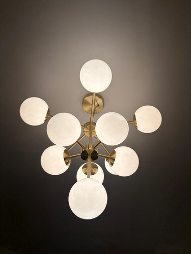 Made brass opal globe - made, ceiling